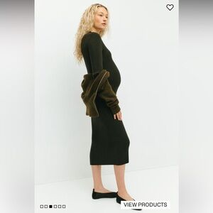 H&M Dark Green Ribbed Knit Maternity Dress XS